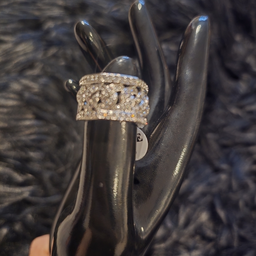 21k White Gold Plated Dubai Jewlery Elegant Silver Women's Ring